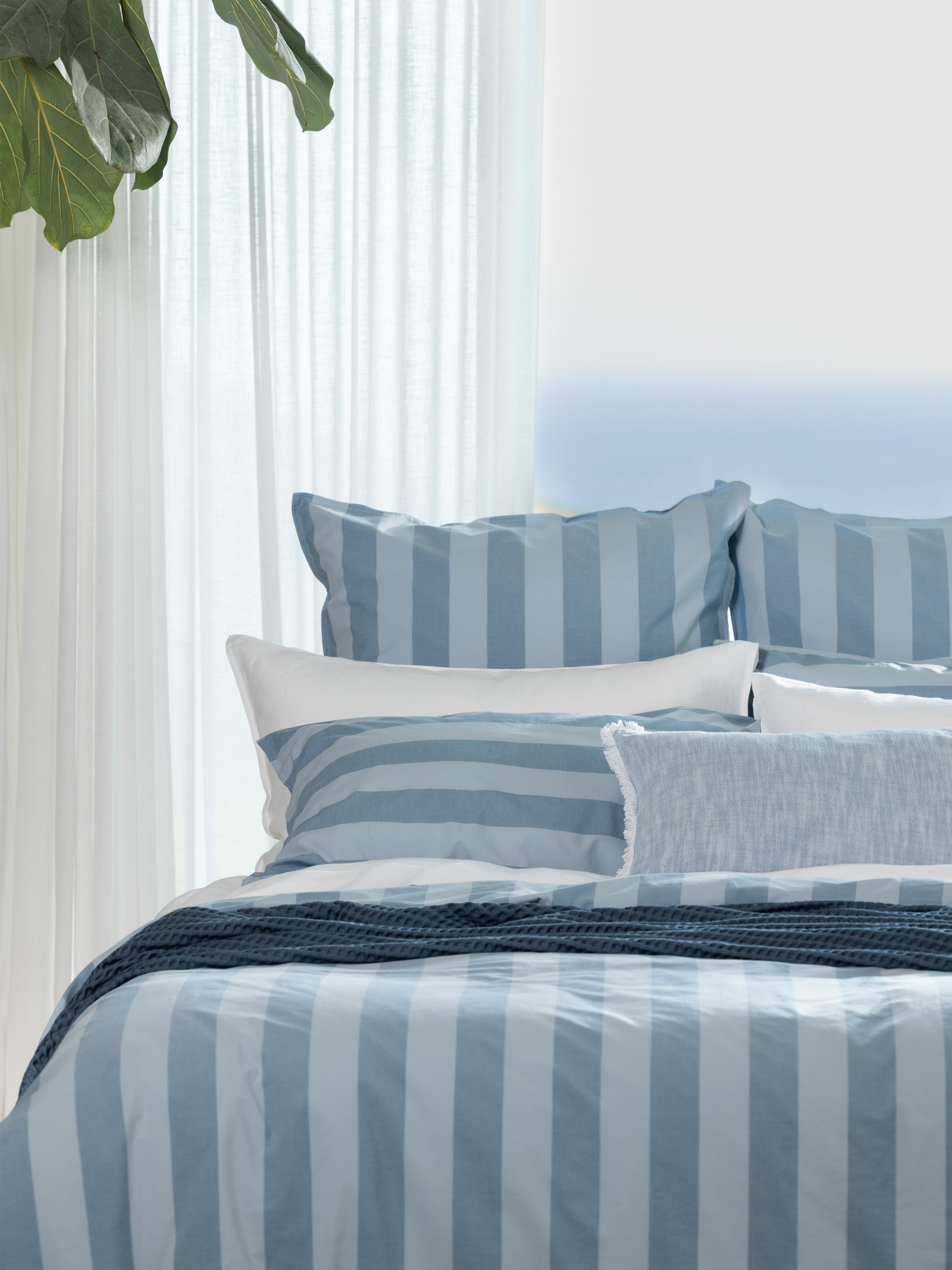 Tidal Standard Pillowcase Set | Blue Stripe-2