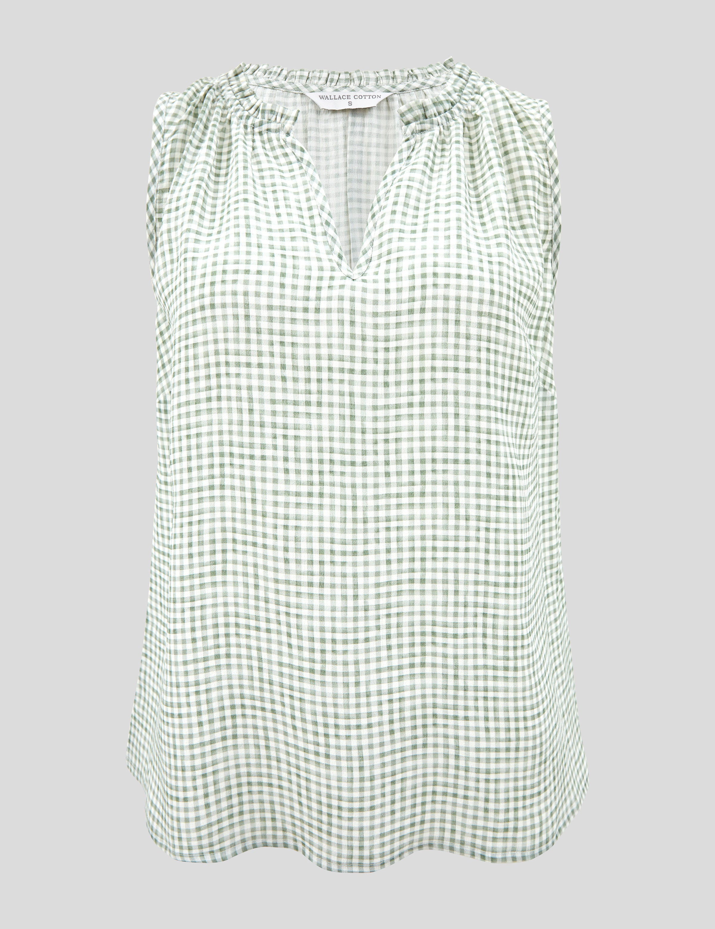 Tuscany Rayon Top | Green Gingham-2
