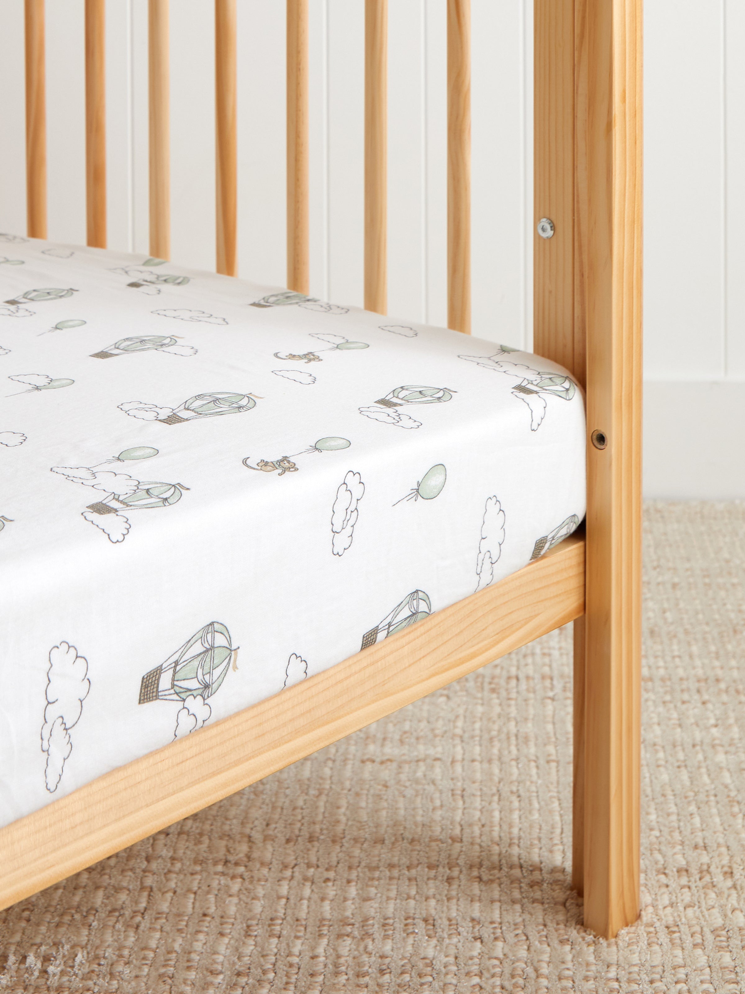 Up & Away Balloon Muslin Cot Fitted Sheet | Multi-1