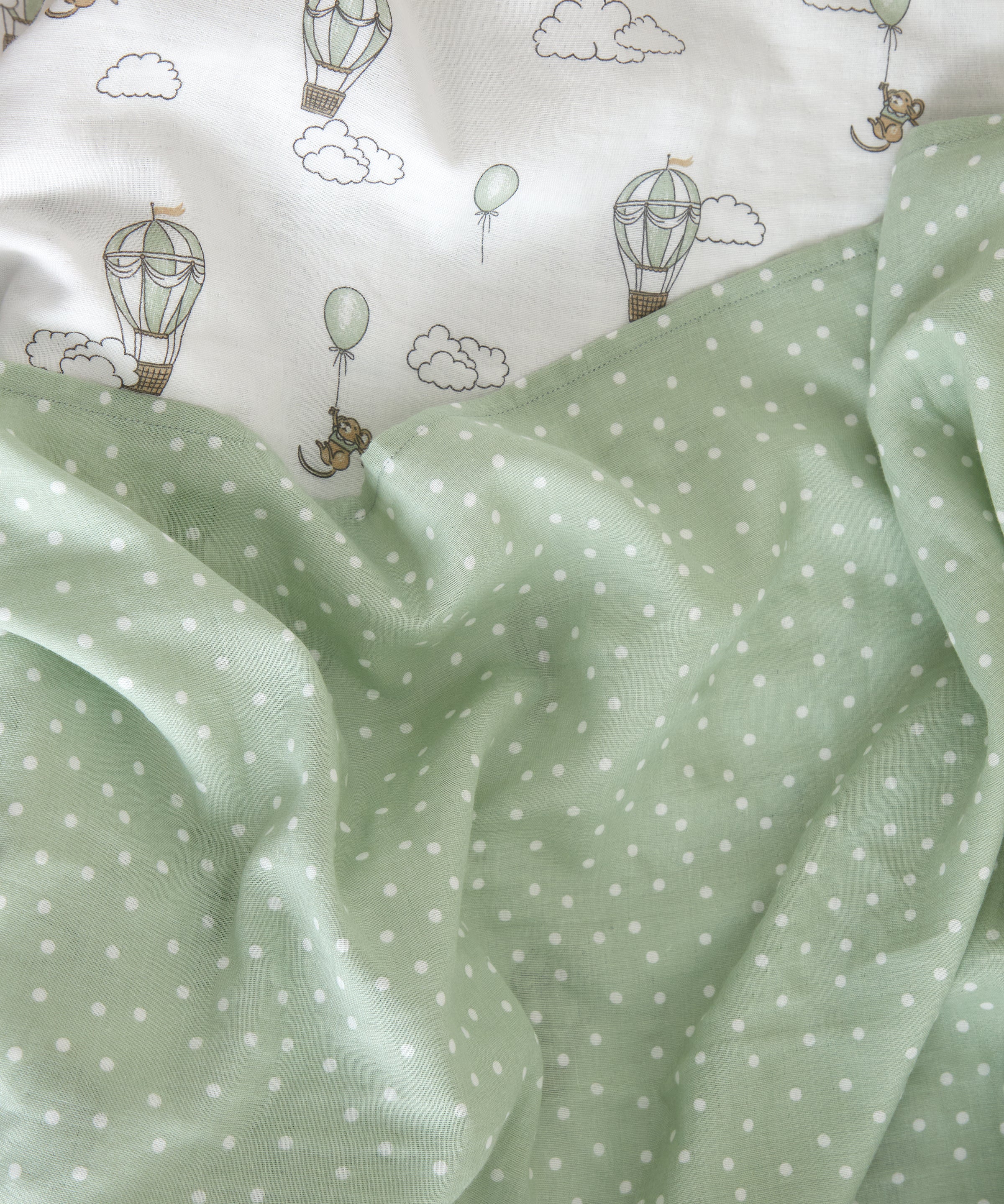Up & Away Spot Muslin Baby Wrap | Green Spot-2