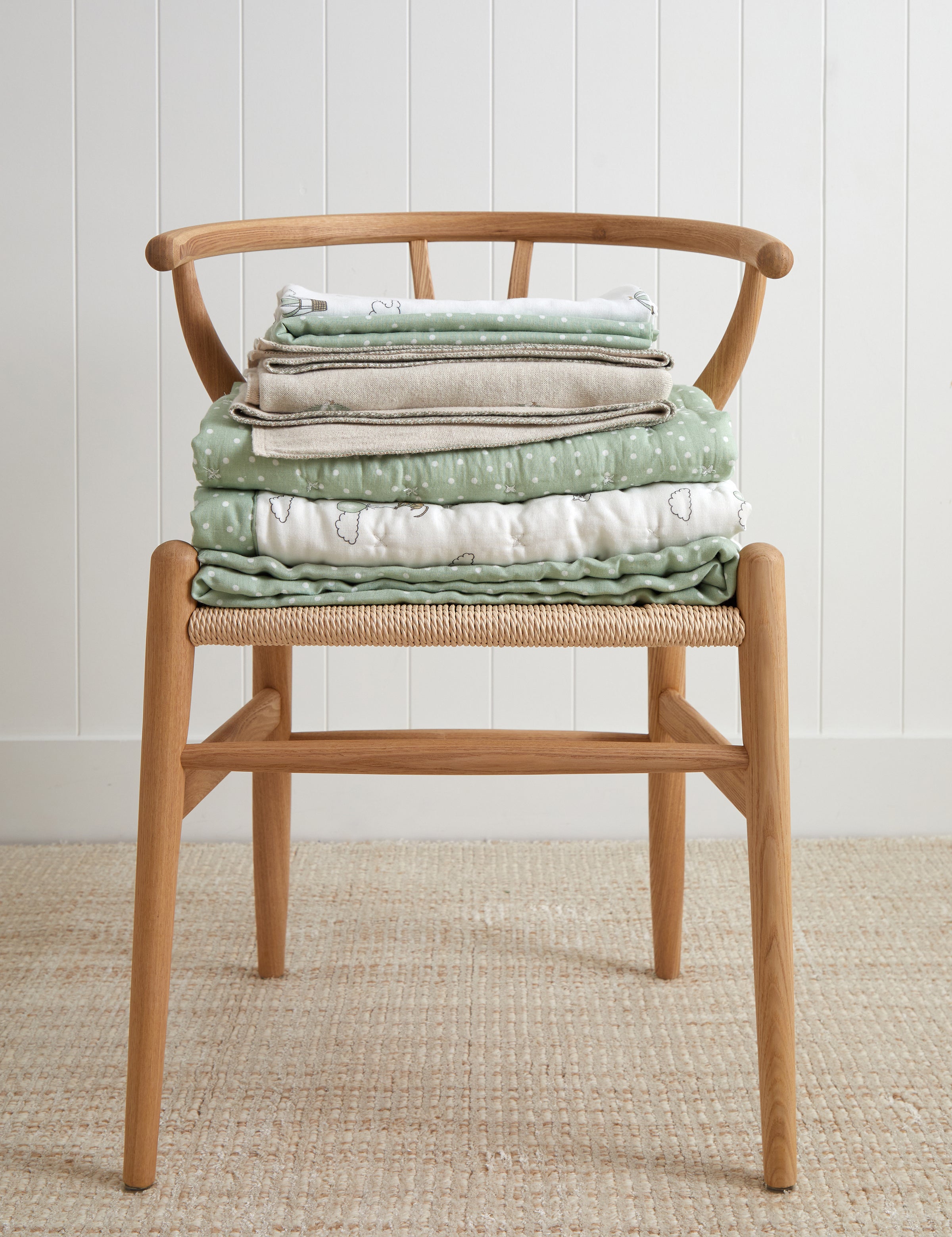 Up & Away Spot Muslin Cot Fitted Sheet | Green Spot-4