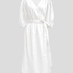 Voyager Linen Wrap Dress | White-2