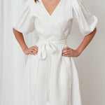 Voyager Linen Wrap Dress | White-3