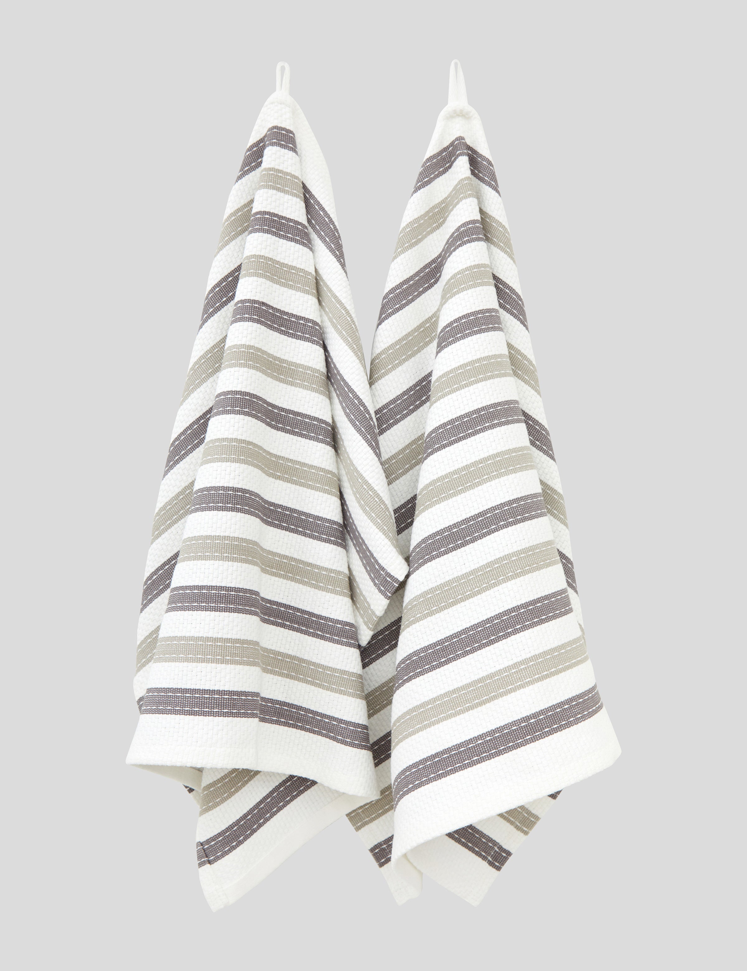 WC Stripe Tea Towel Set of 2 | Natural Charcoal-1