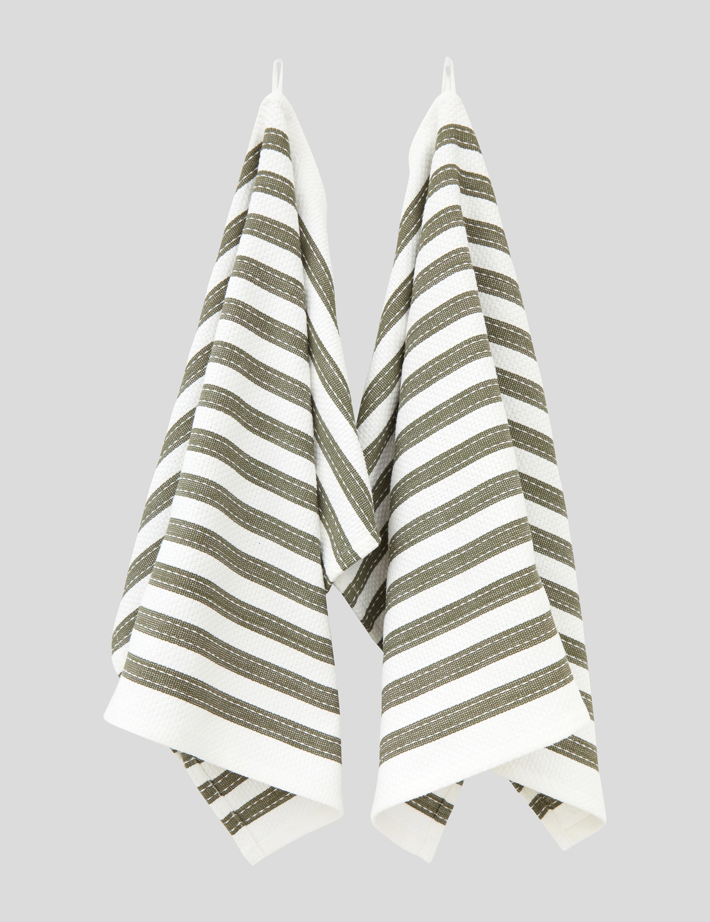 WC Stripe Tea Towel Set of 2 | Olive-1