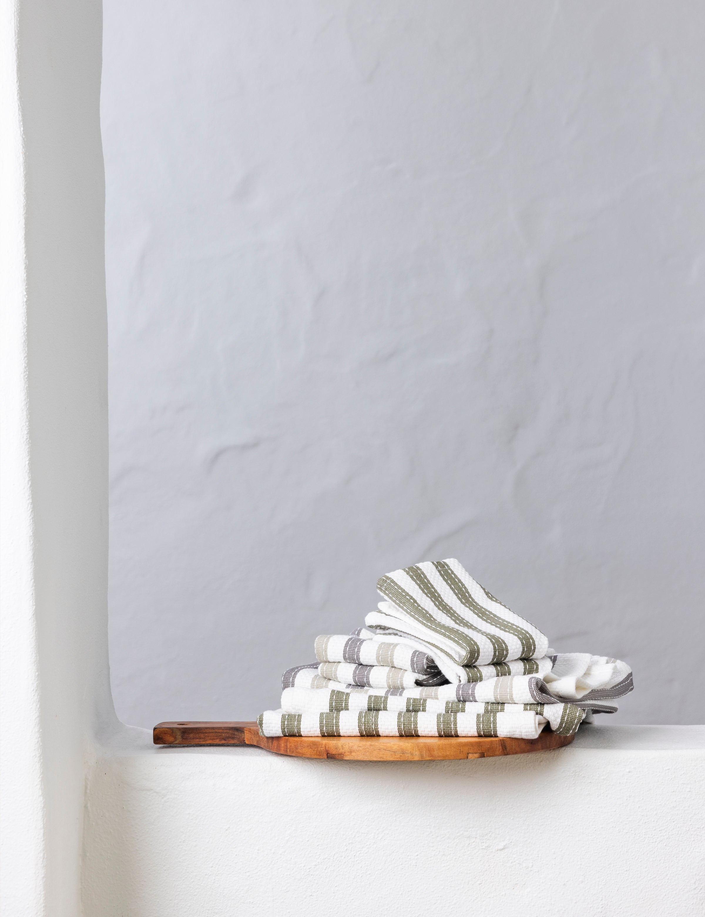 WC Stripe Tea Towel Set of 2 | Olive-2
