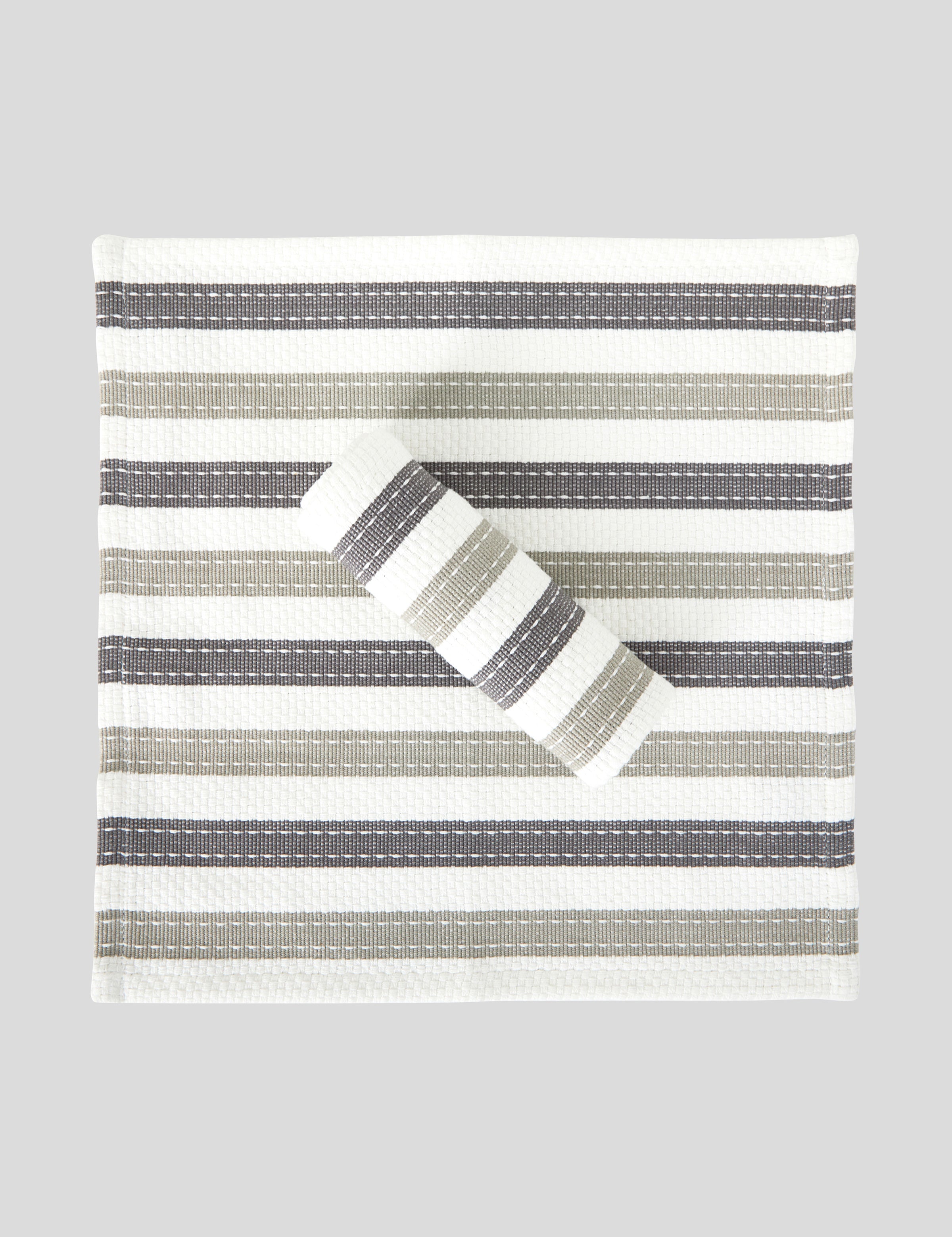 WC Stripe Washcloth Set of 2 | Natural Charcoal-1