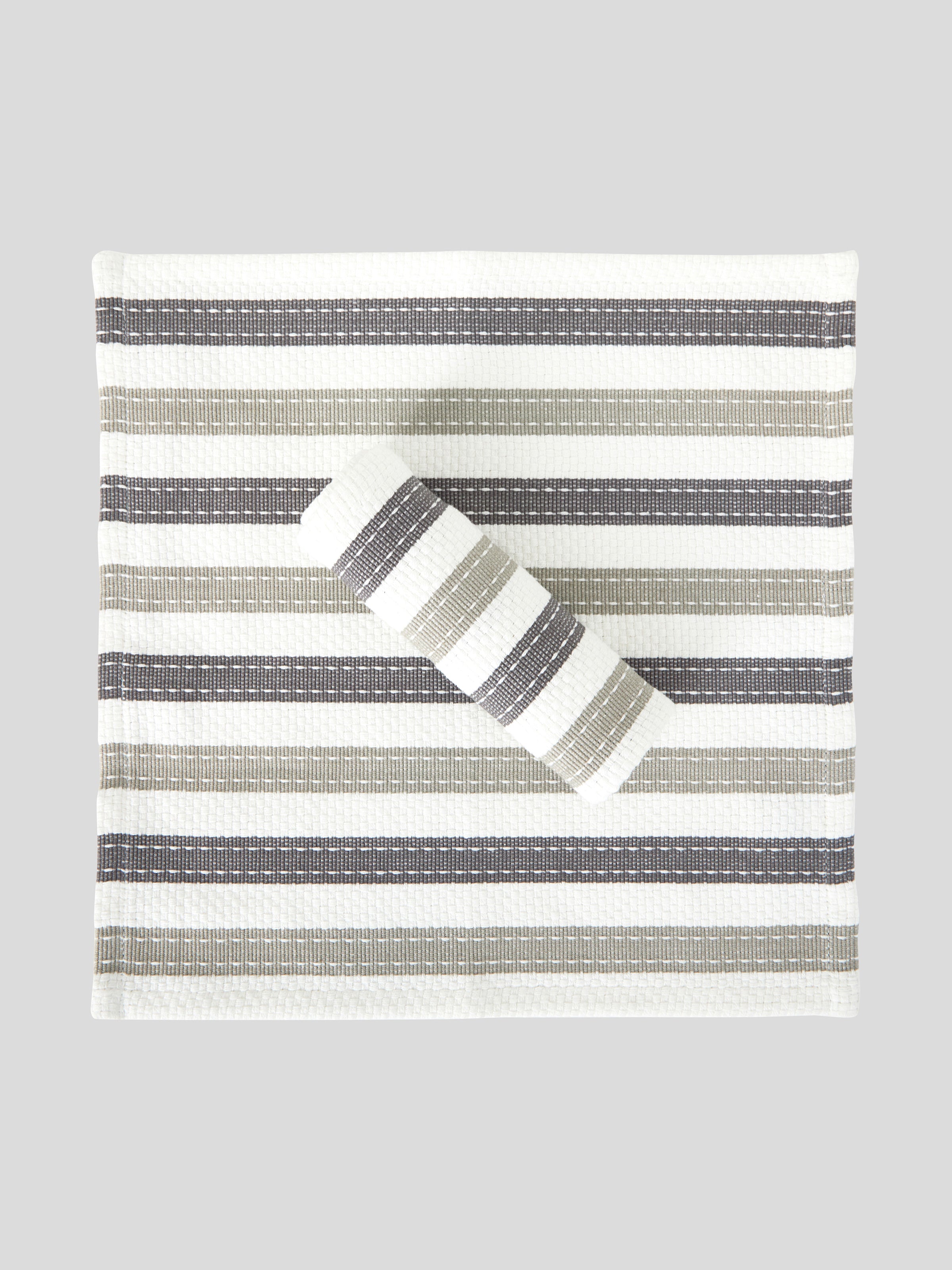 WC Stripe Washcloth Set of 2 | Natural Charcoal-1