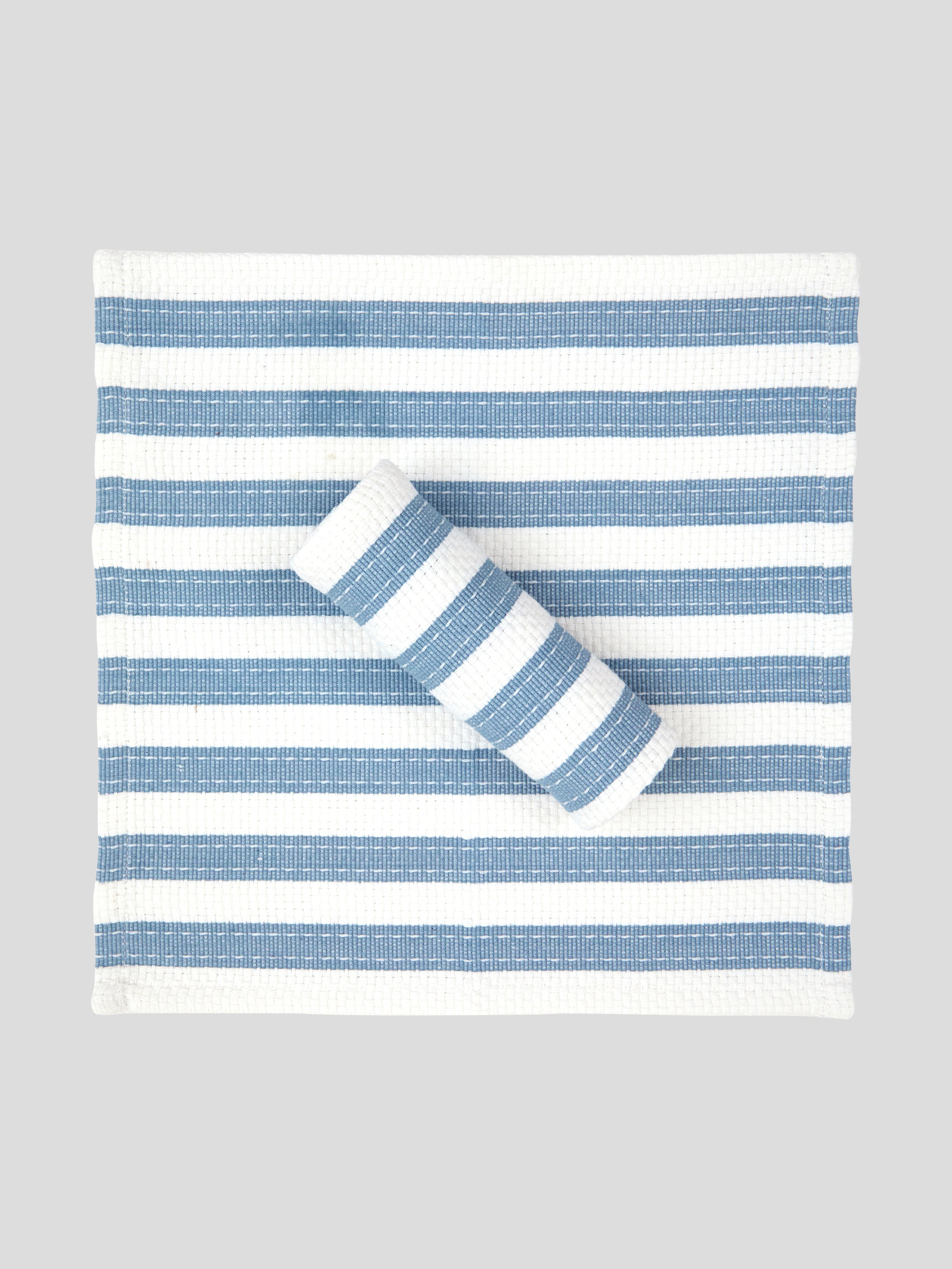 WC Stripe Washcloth Set of 2 | Smokey Blue-1
