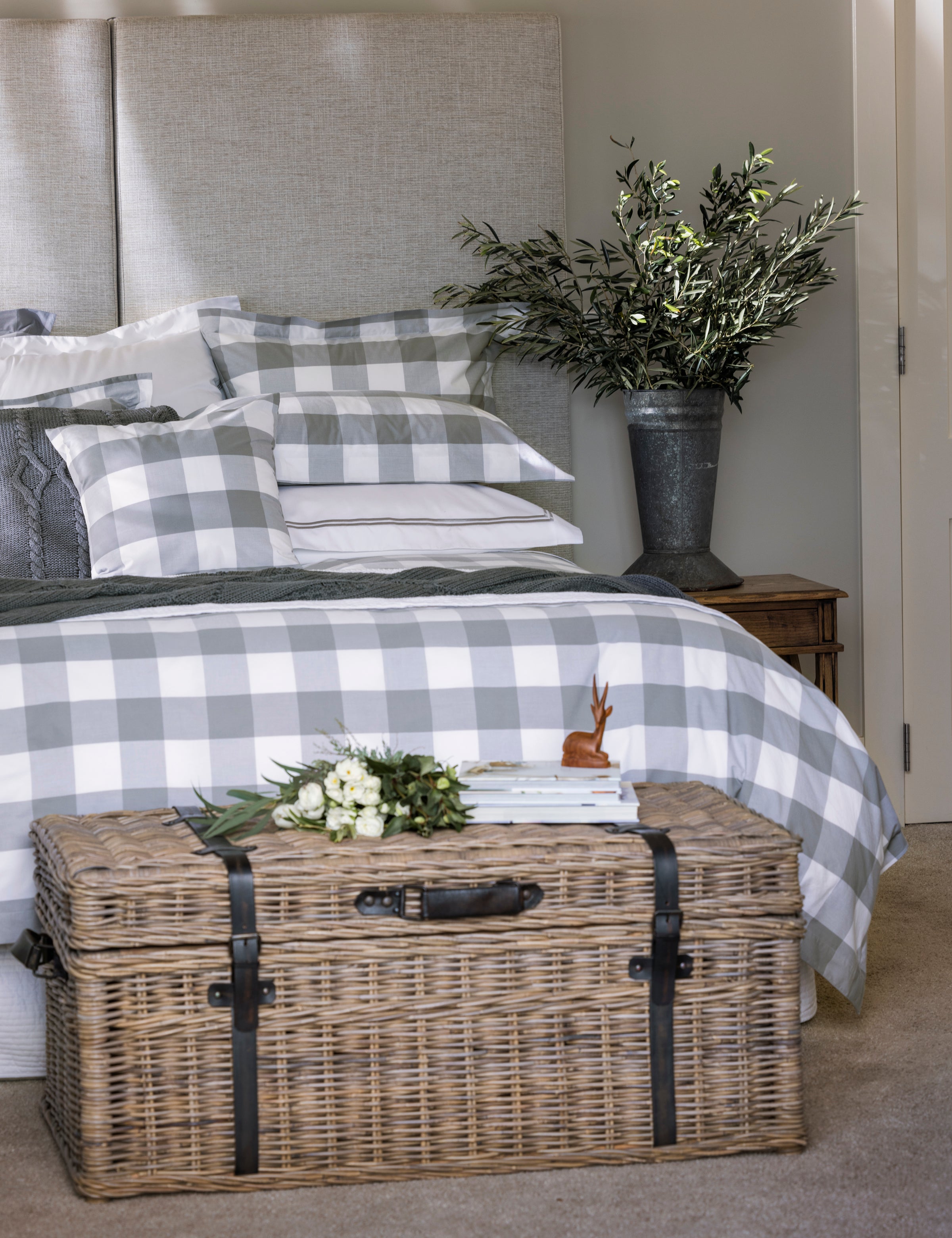 Waihi European Pillowcase | Grey Check-2