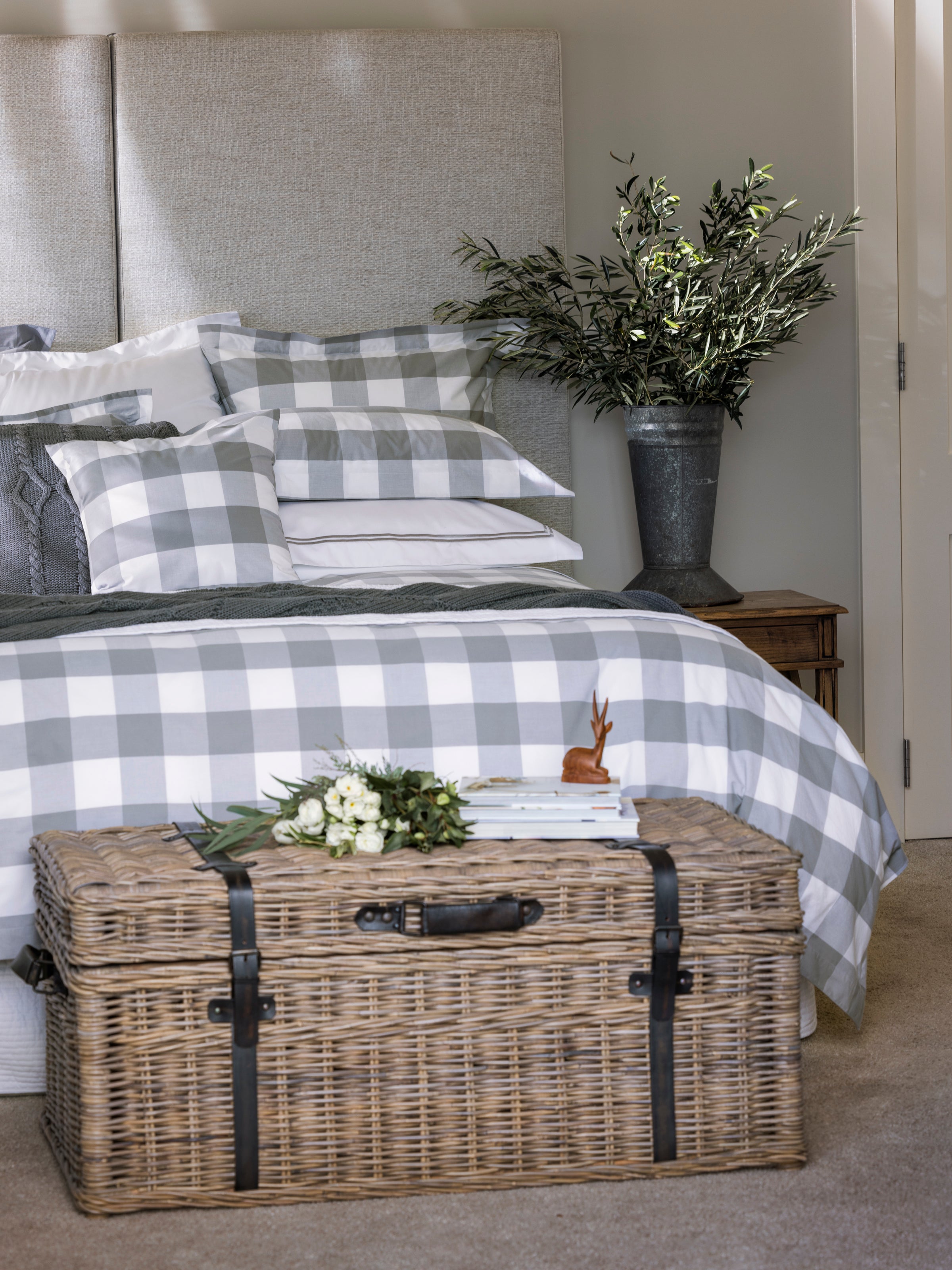 Waihi European Pillowcase | Grey Check-2