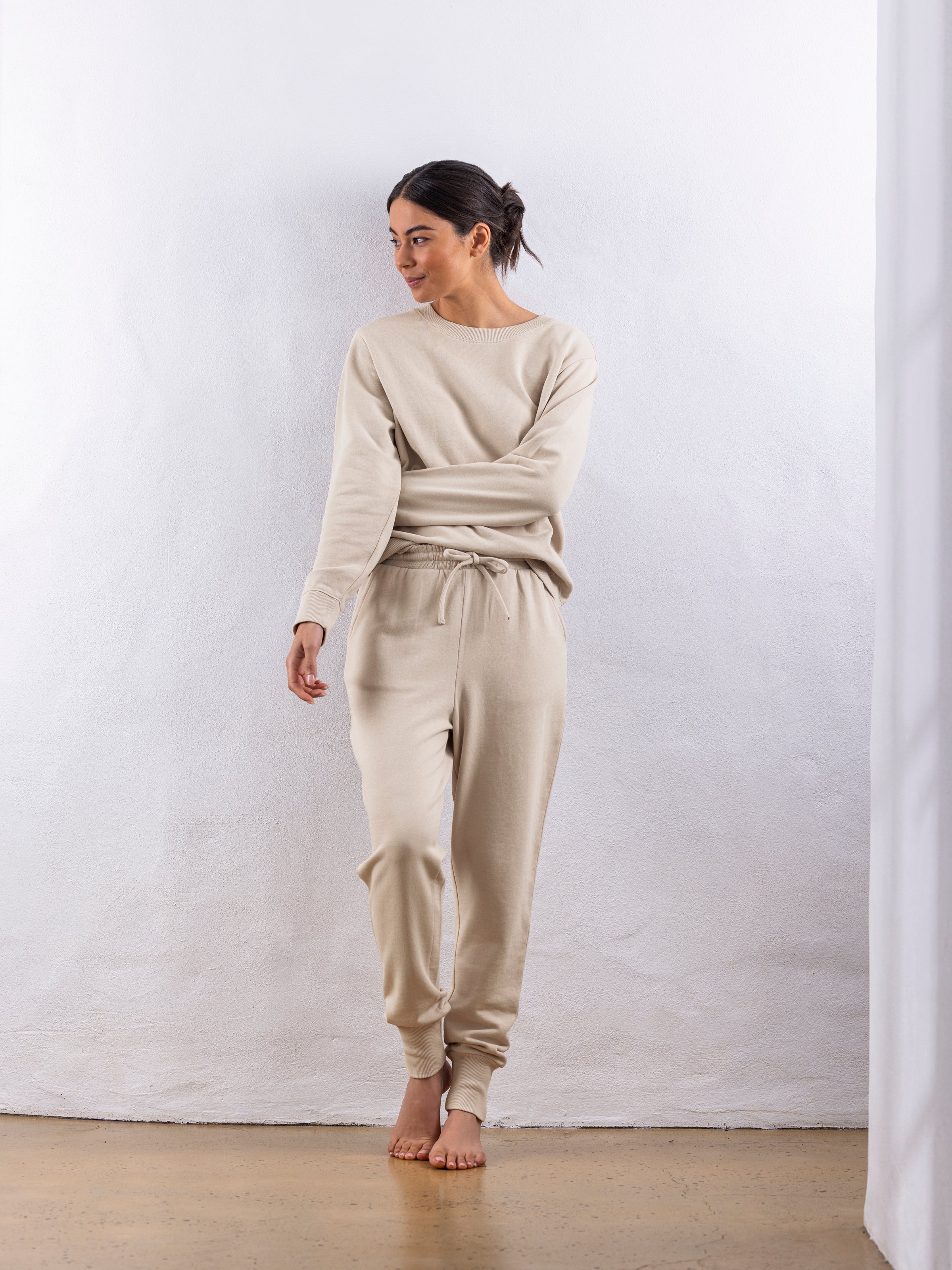 Weekend Cotton Knit Lounge Jumper | Oat-5
