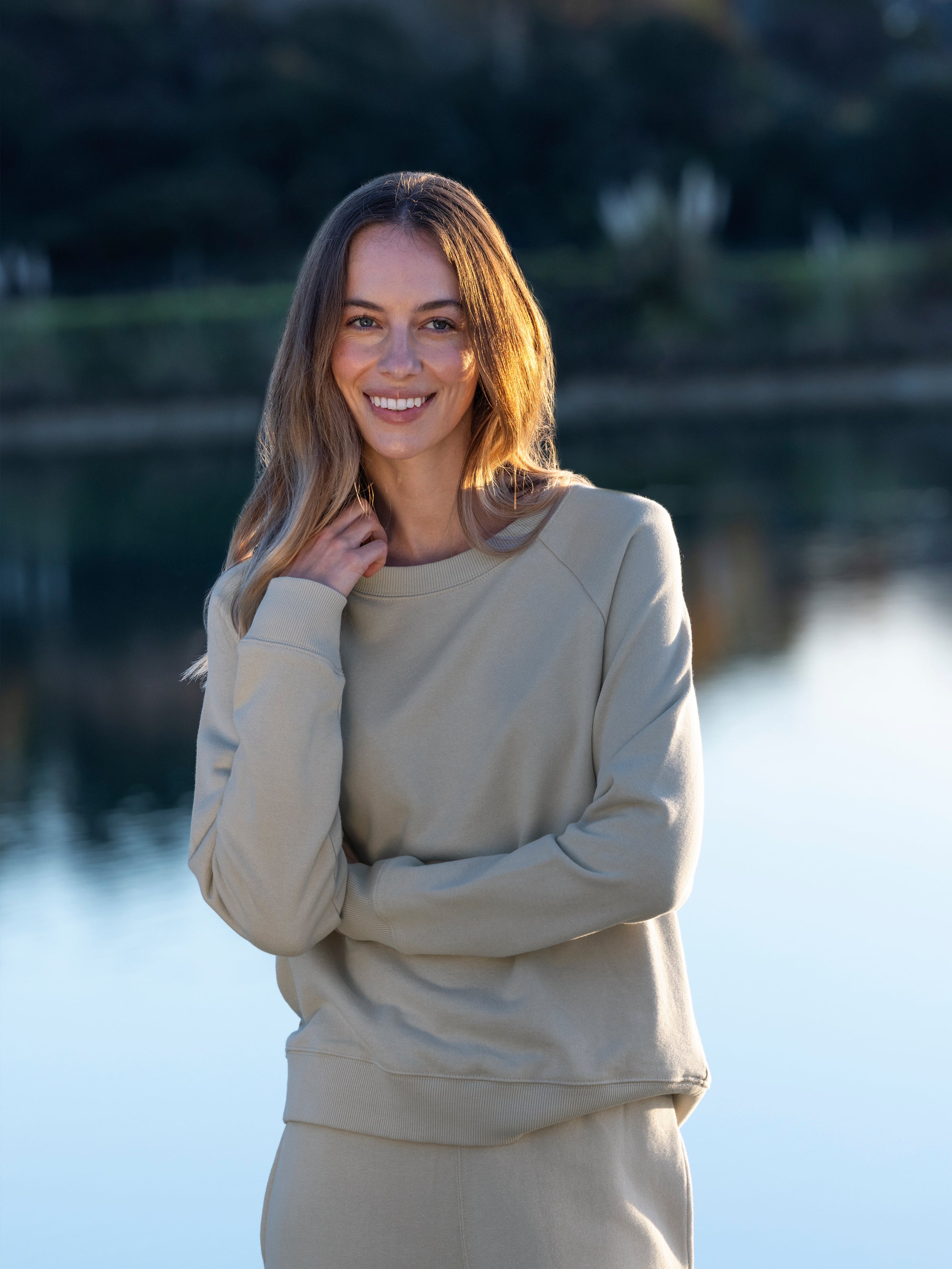 Weekend Cotton Knit Lounge Jumper | Sage-3