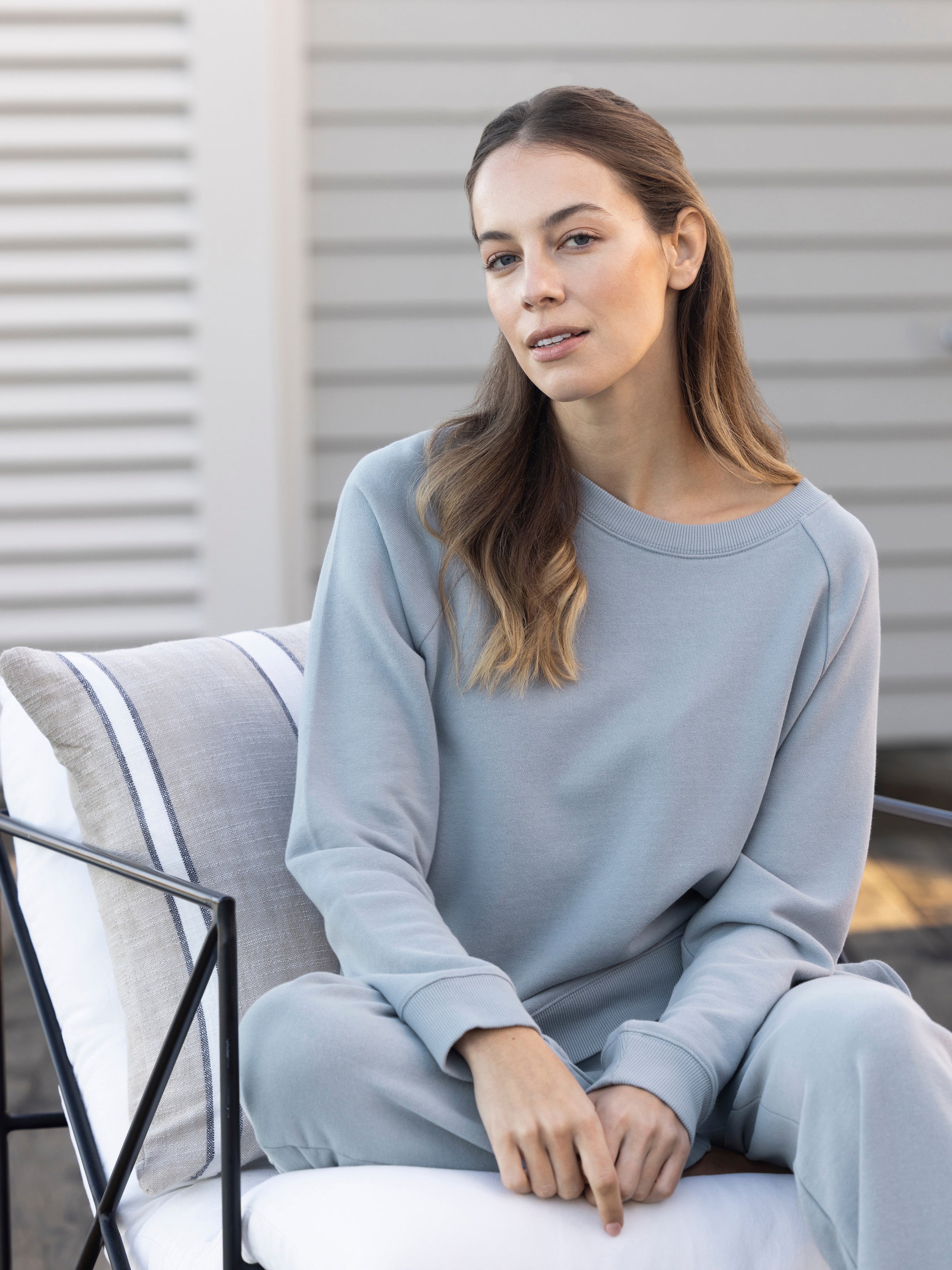 Weekend Cotton Knit Lounge Jumper | Sky-3