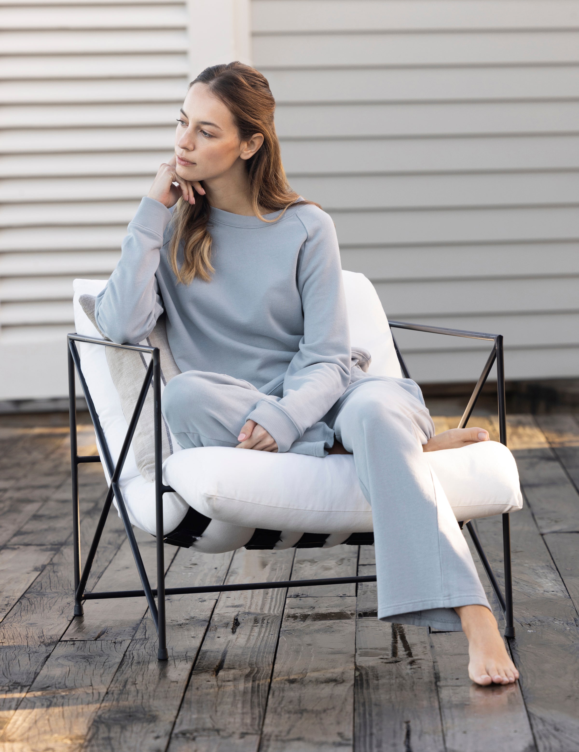 Weekend Cotton Knit Lounge Pants | Sky-3