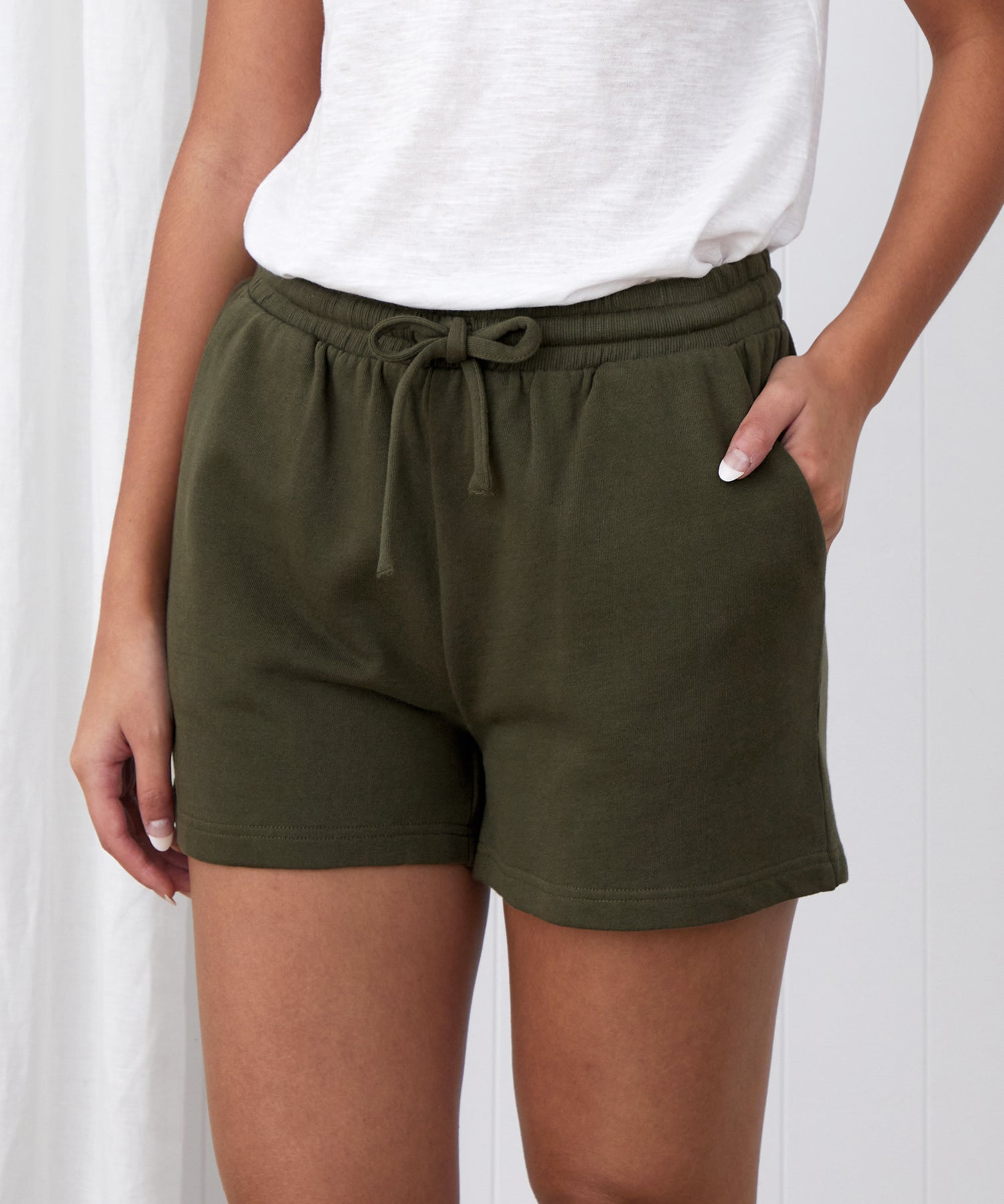 Weekend Cotton Knit Lounge Shorts | Olive-3