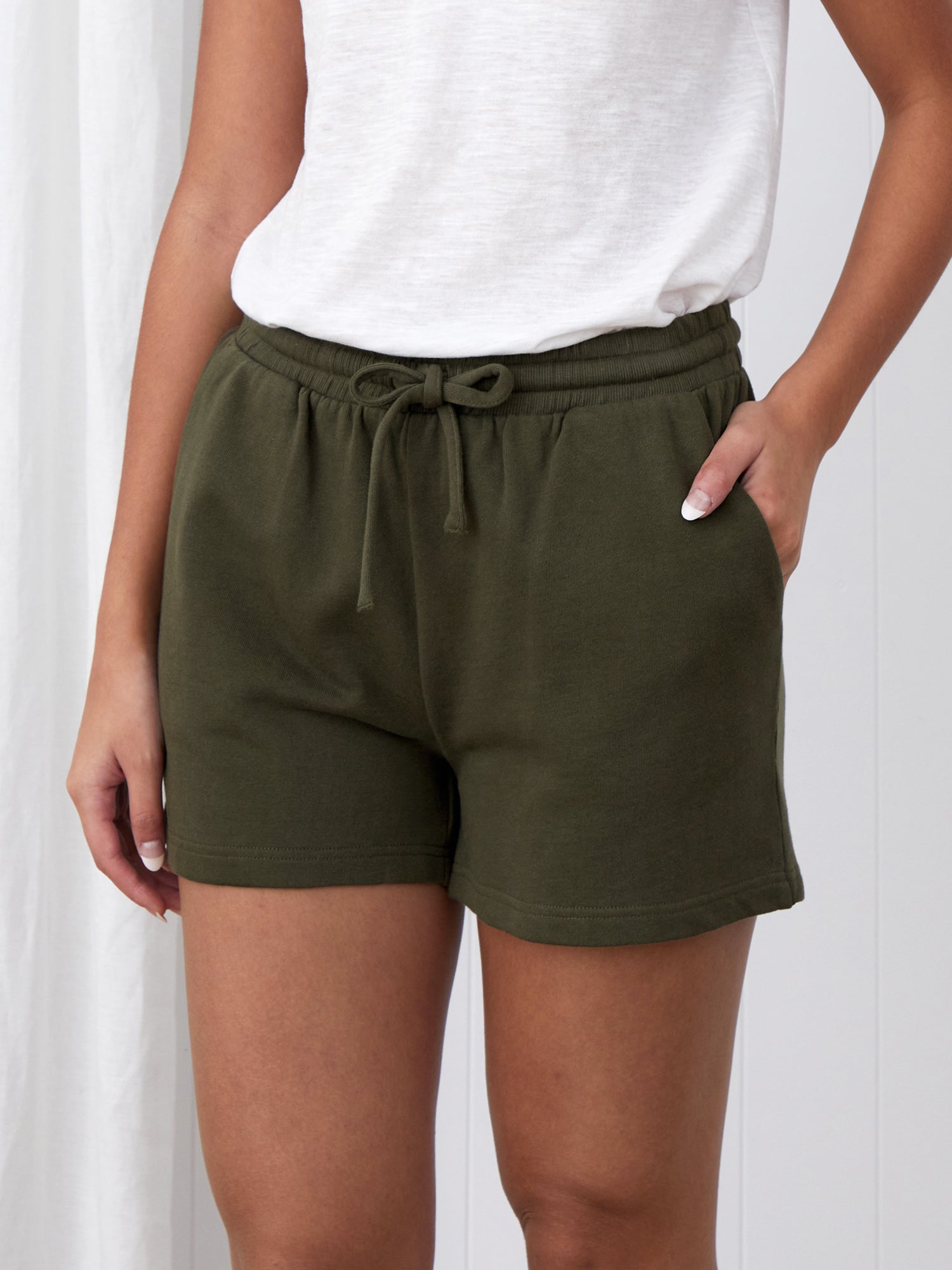 Weekend Cotton Knit Lounge Shorts | Olive-3