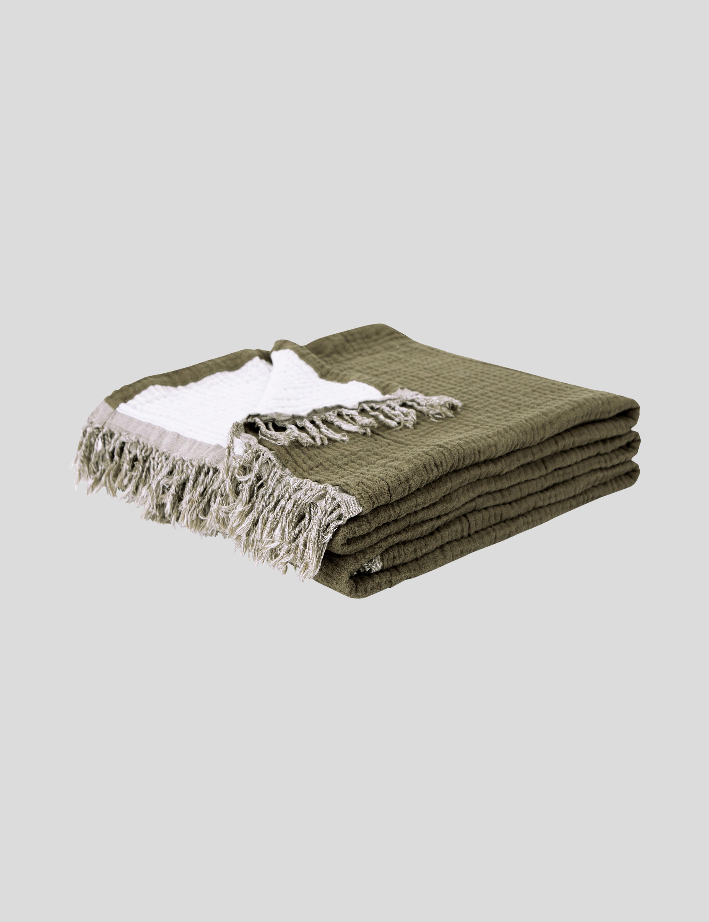 Whisper Muslin Reversible Blanket | Olive-1