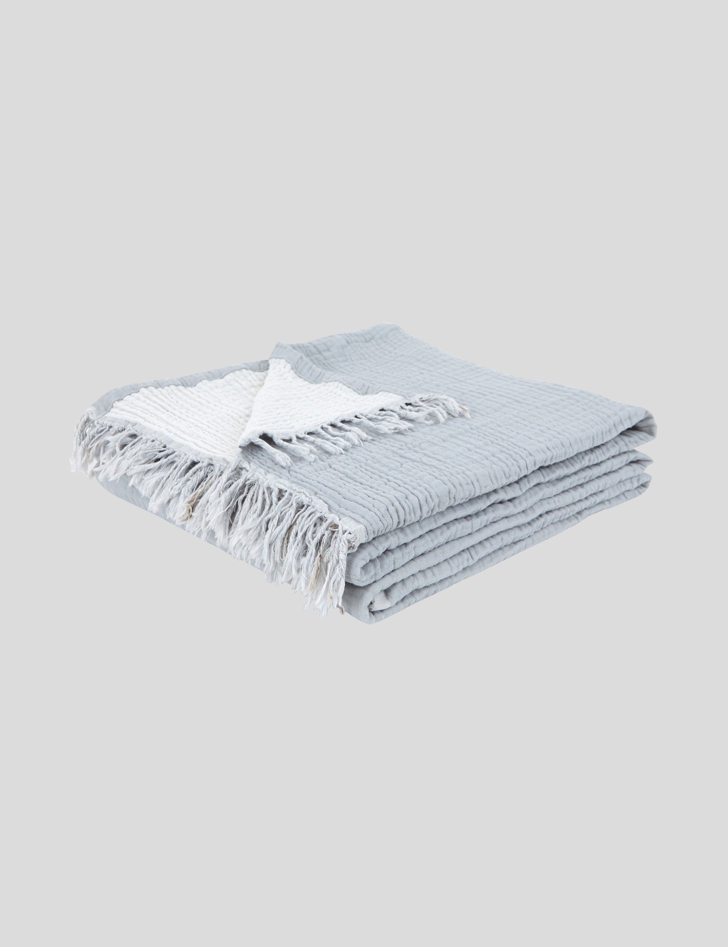 Whisper Muslin Reversible Blanket | Smoke Blue-1