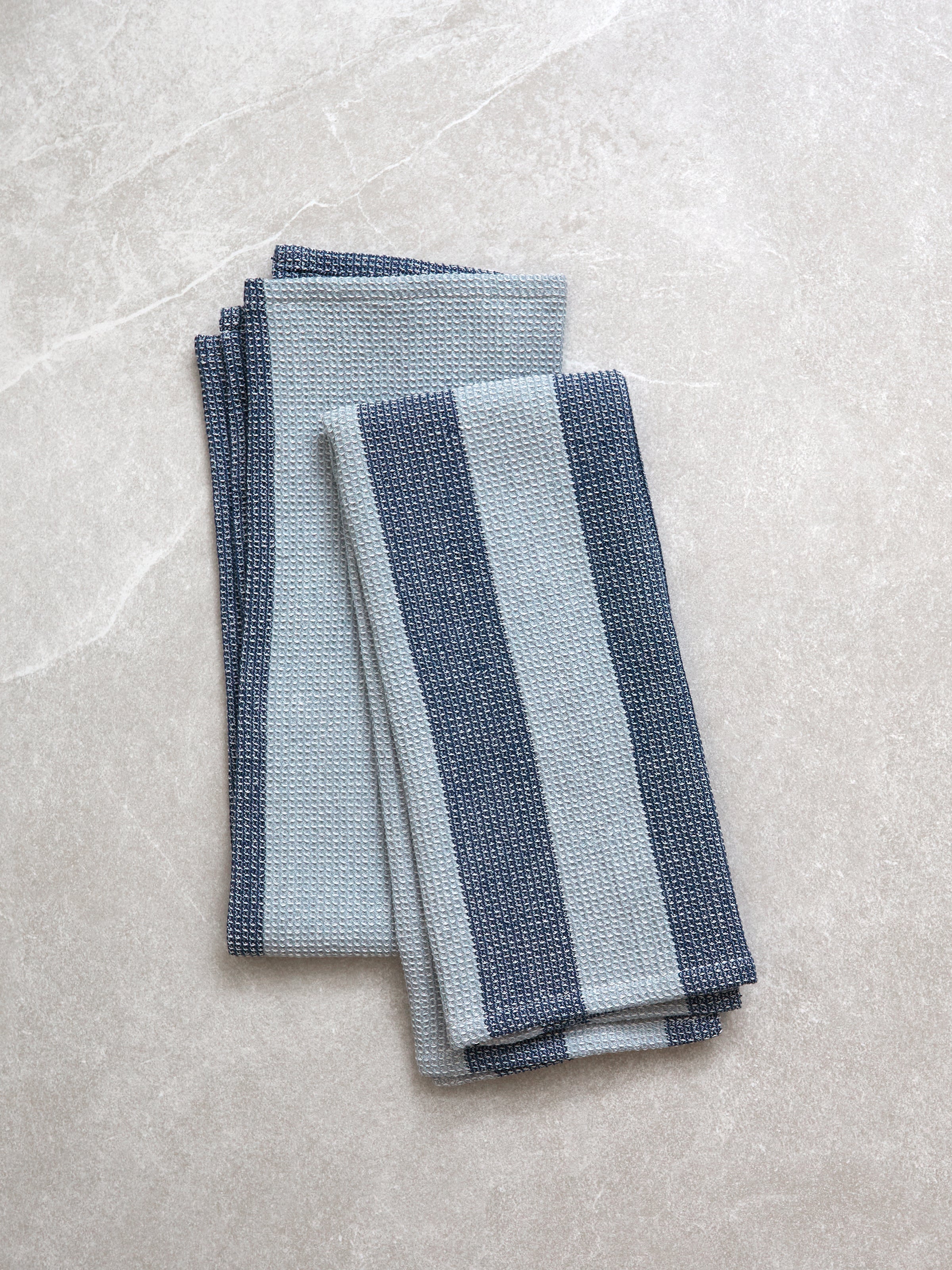 Wilson Waffle Tea Towel Set of 2 | Blue Stripe-1