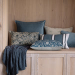 Zinnia Rectangle Cushion Cover | Blue Floral-2