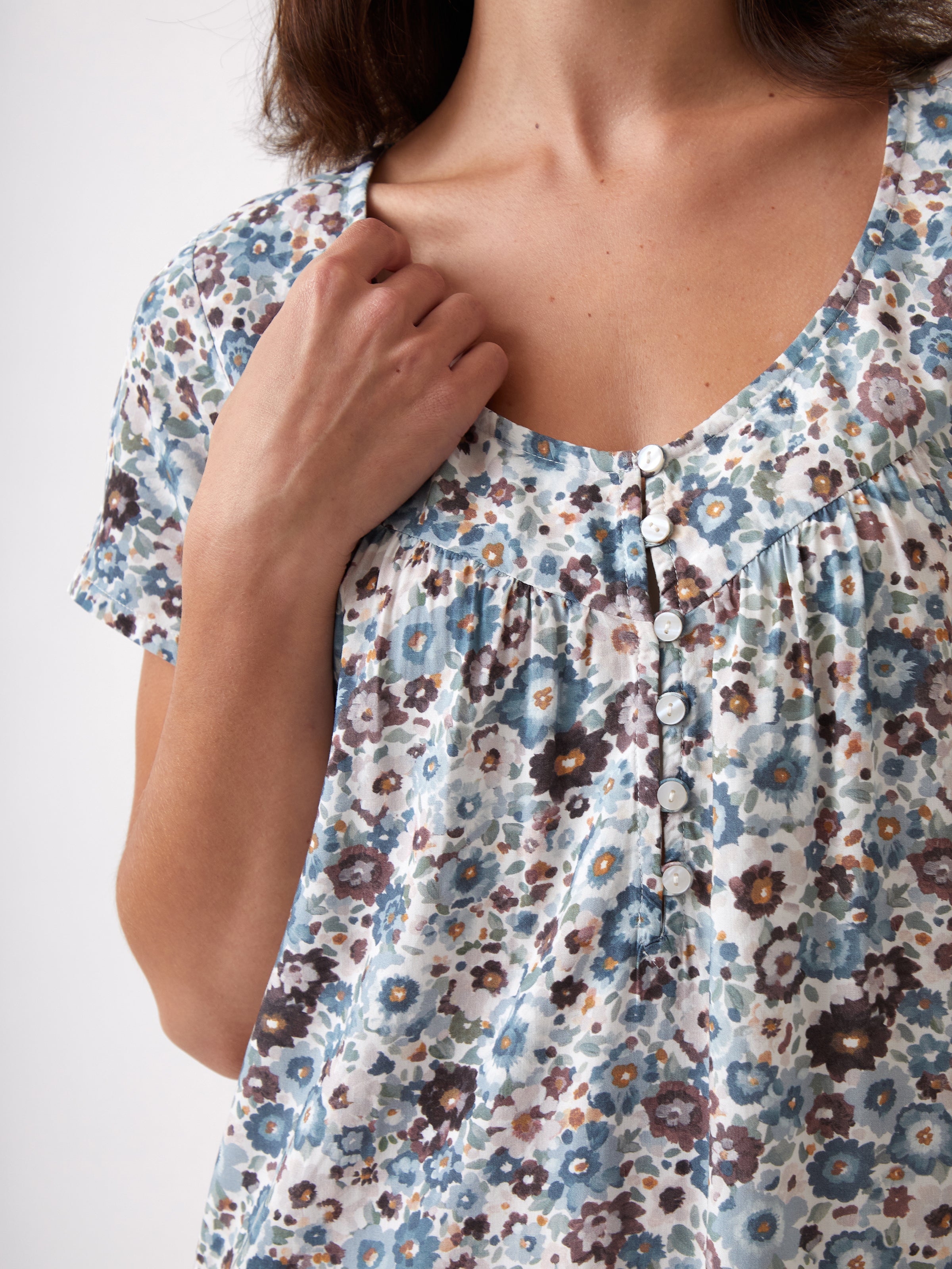 Zoe Full Length Short Sleeve Nightie | Floral-2