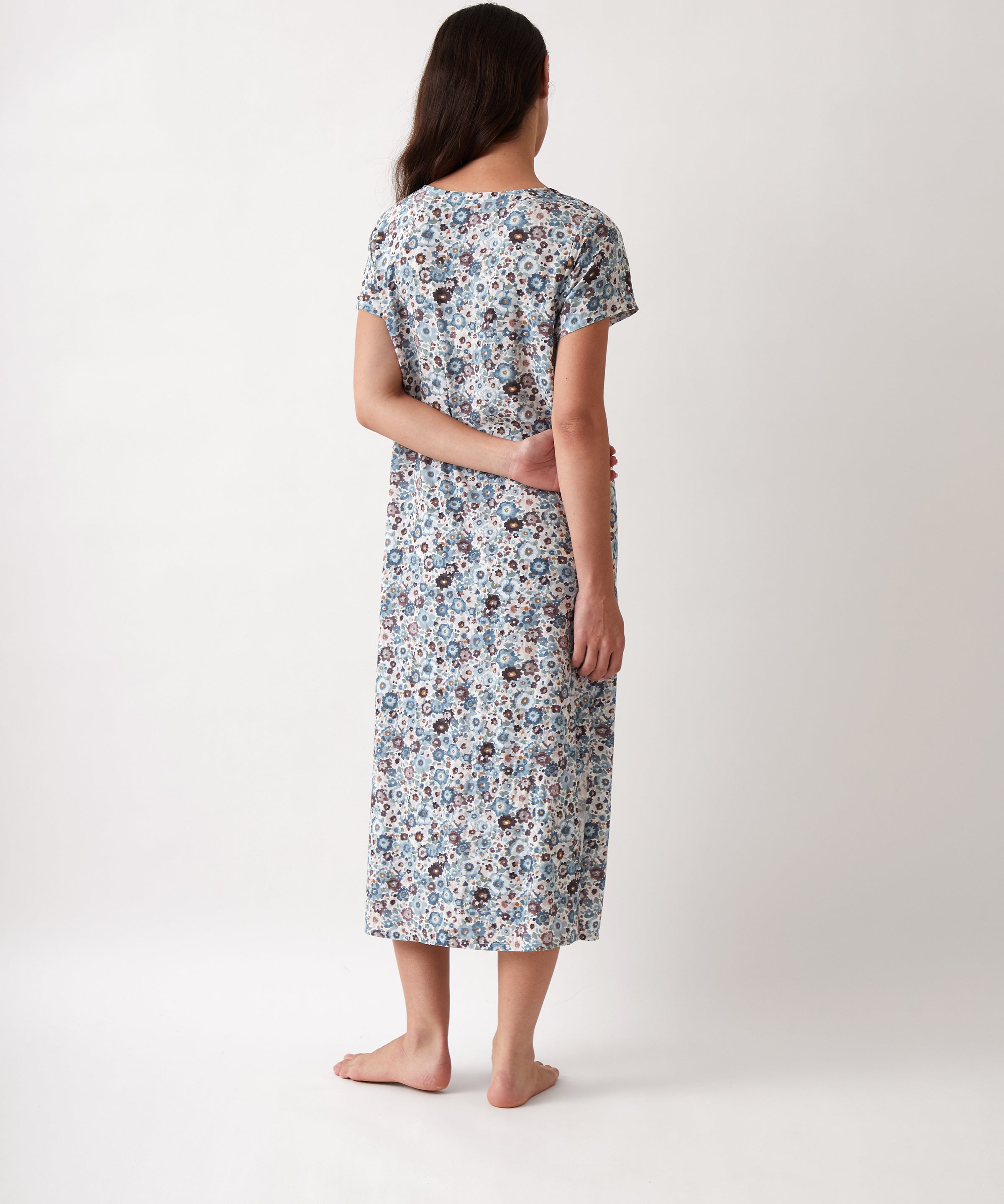 Zoe Full Length Short Sleeve Nightie | Floral-4