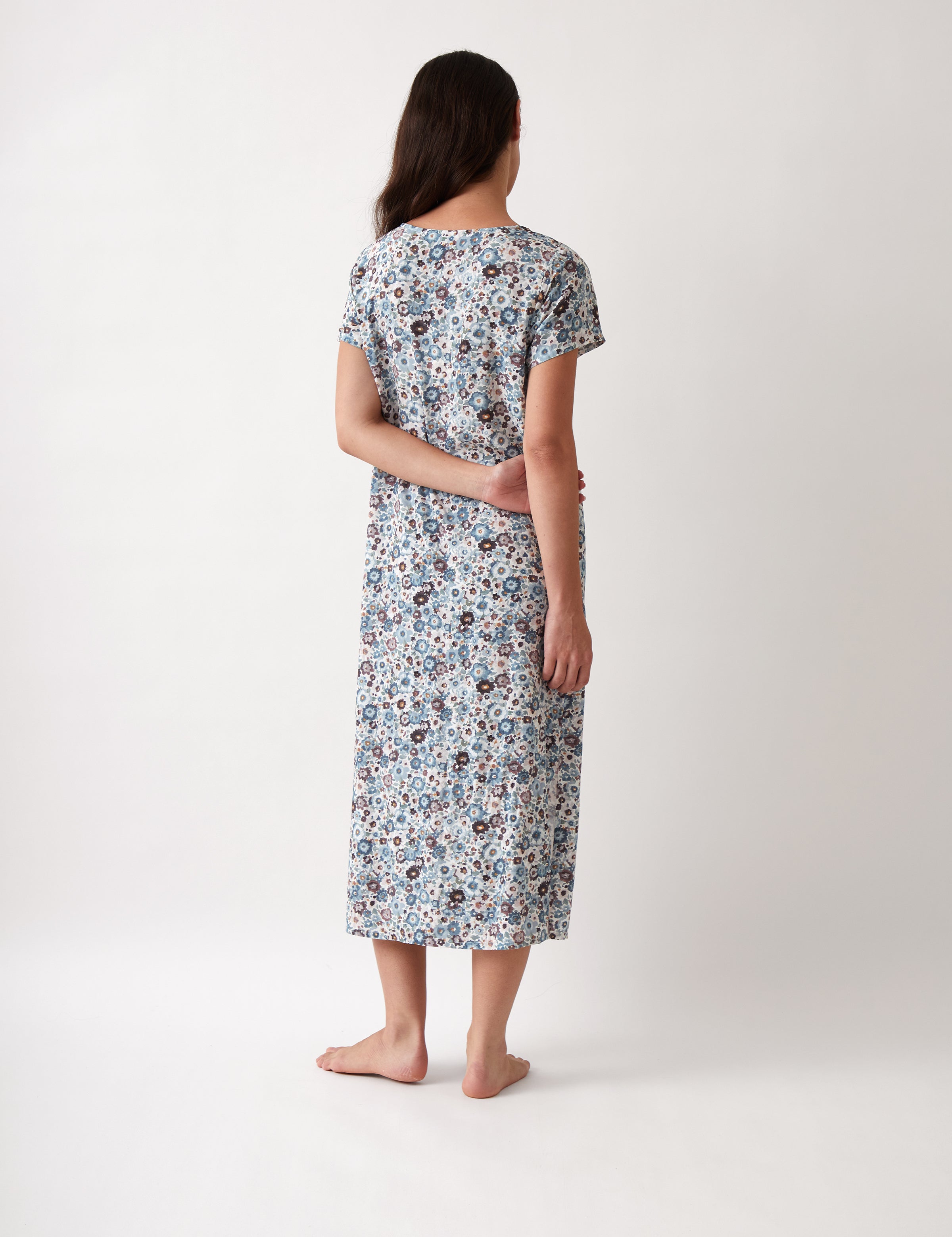 Zoe Full Length Short Sleeve Nightie | Floral-4