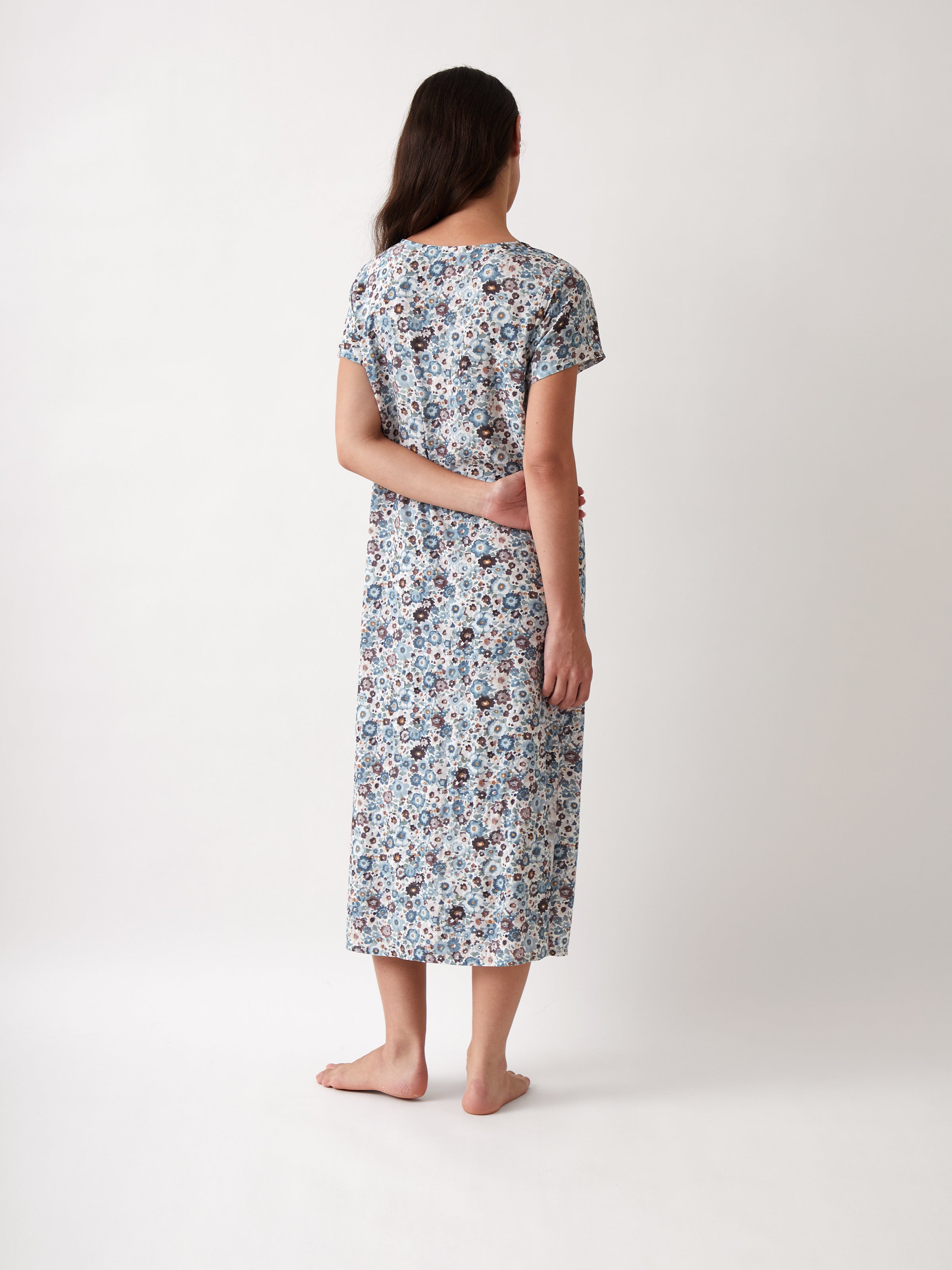 Zoe Full Length Short Sleeve Nightie | Floral-4