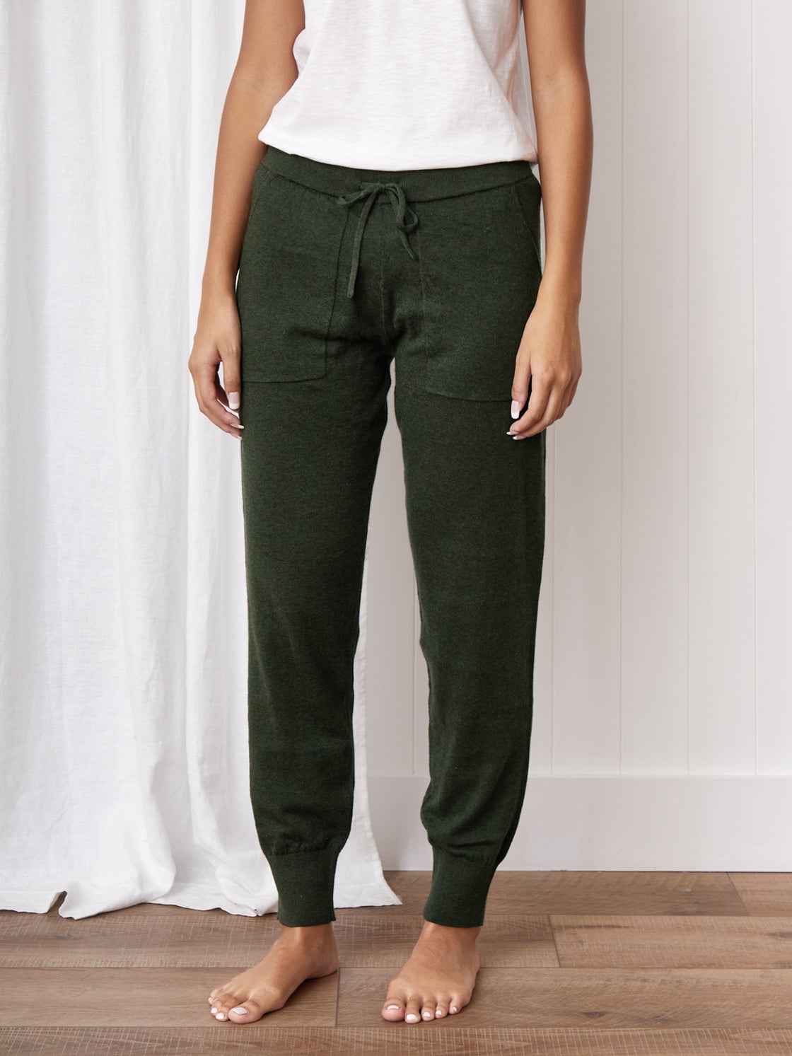 Cotton Cashmere Lounge Pants in Green