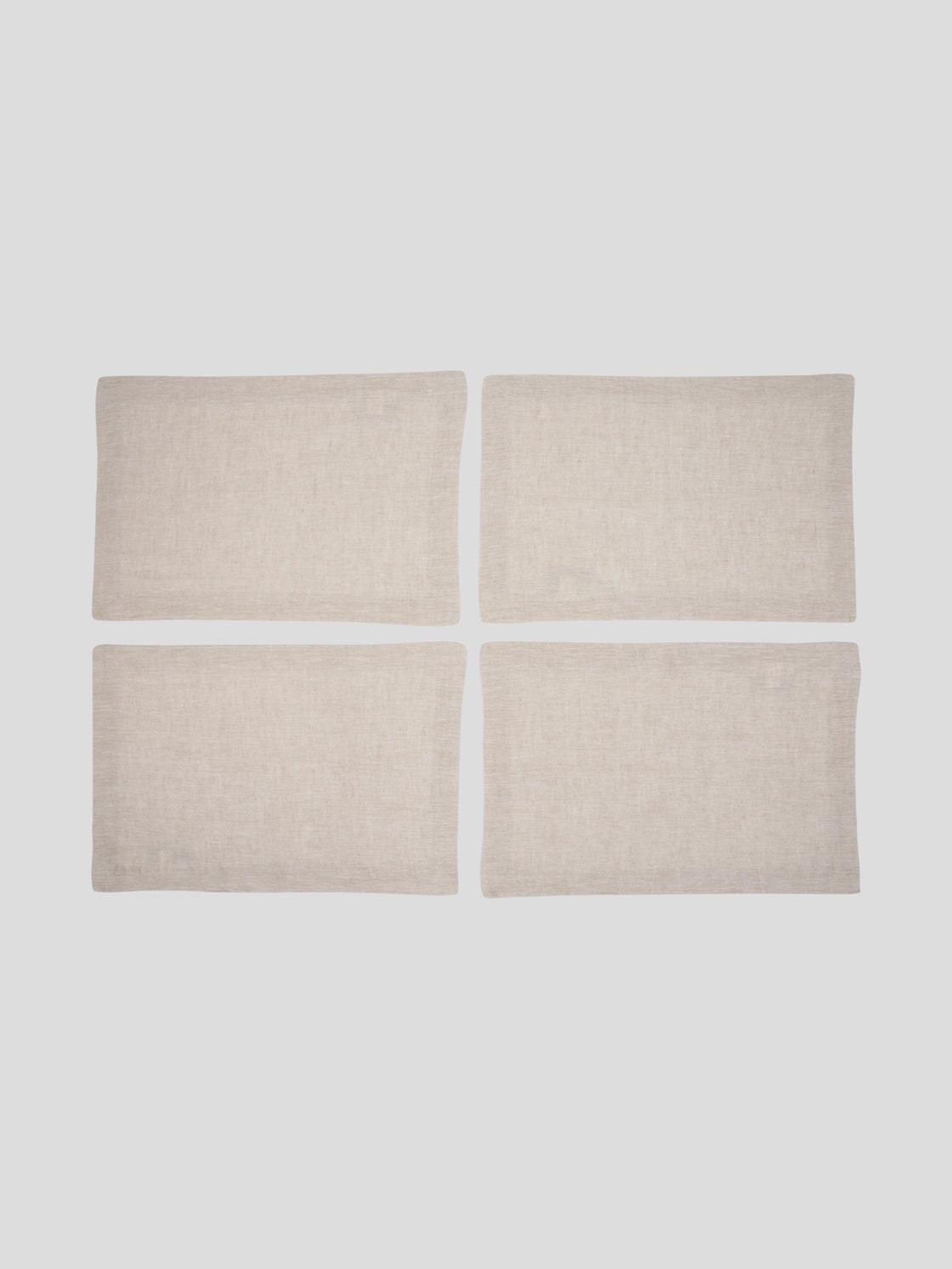 Swiss Dot Linen Placemats, Natural, Set of 4, 14 X 19 inch