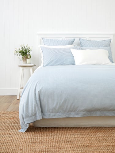 Purity Organic Cotton Duvet Cover Set in Natural Stripe